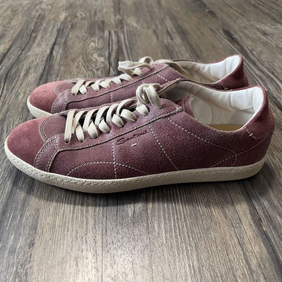 Santoni Suede Low Top Sneakers Maroon Made in Italy  Men Size 9-9.5 EUC main image 12